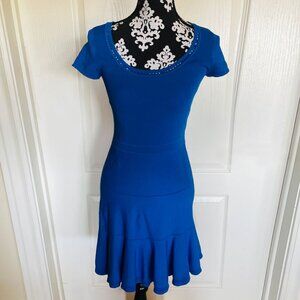Diane Von Furstenberg - Cobalt Blue Short Sleeve Knit Dress Small